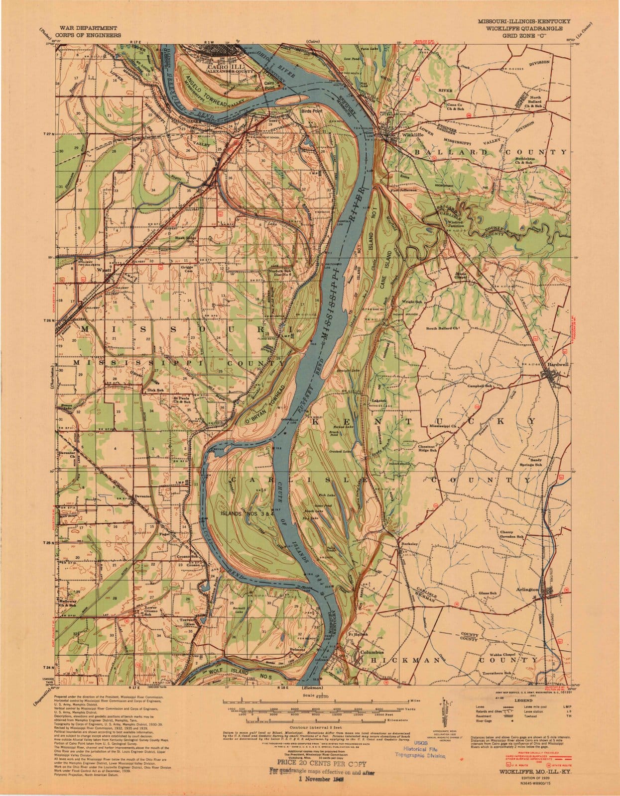 1939 Wickliffe, KY - Kentucky - USGS Topographic Map