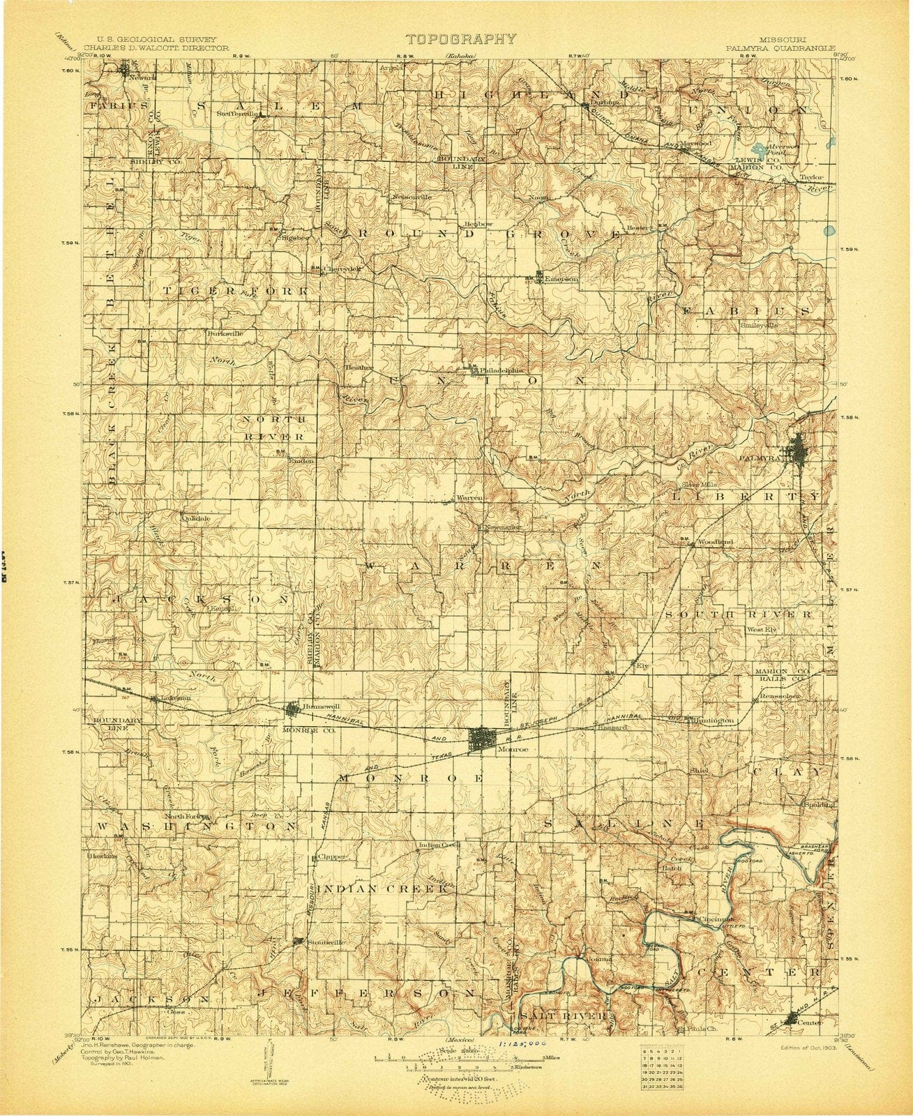 1903 Palmyra, MO - Missouri - USGS Topographic Map