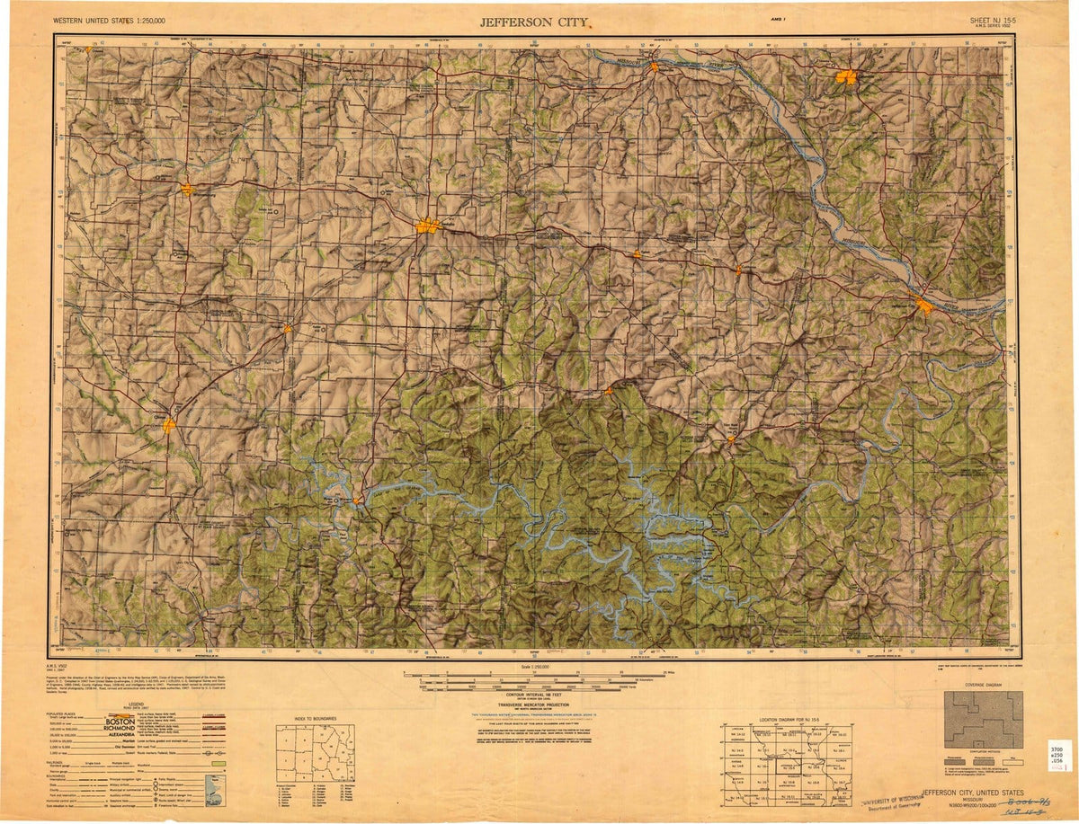 1947 Jefferson City, MO - Missouri - USGS Topographic Map