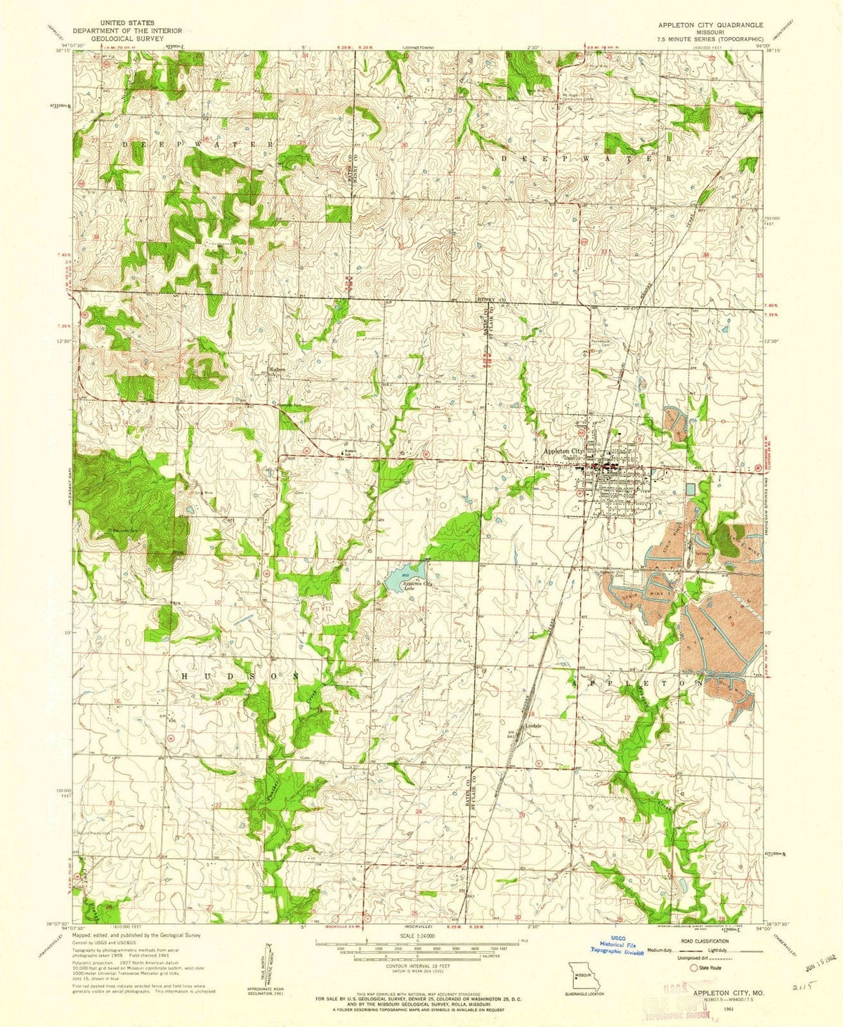 1961 Appleton City, MO - Missouri - USGS Topographic Map