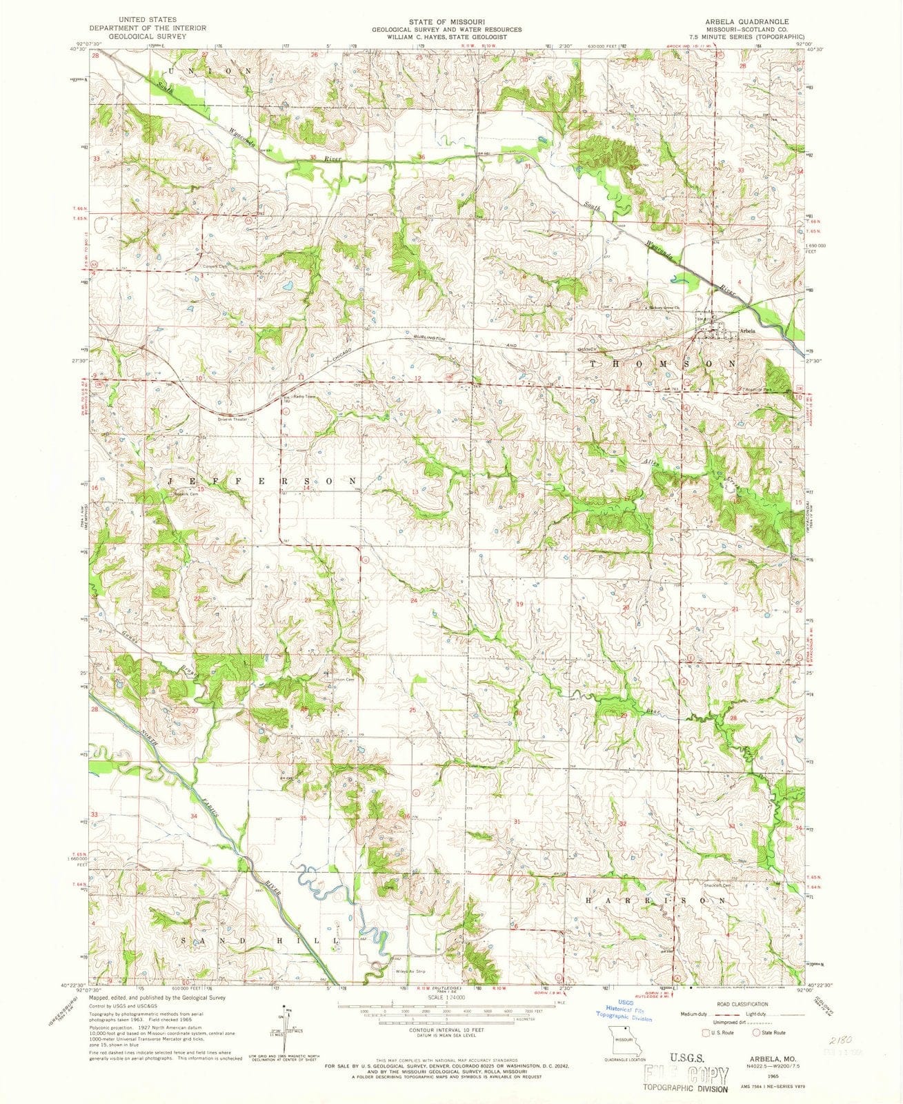 1965 Arbela, MO - Missouri - USGS Topographic Map