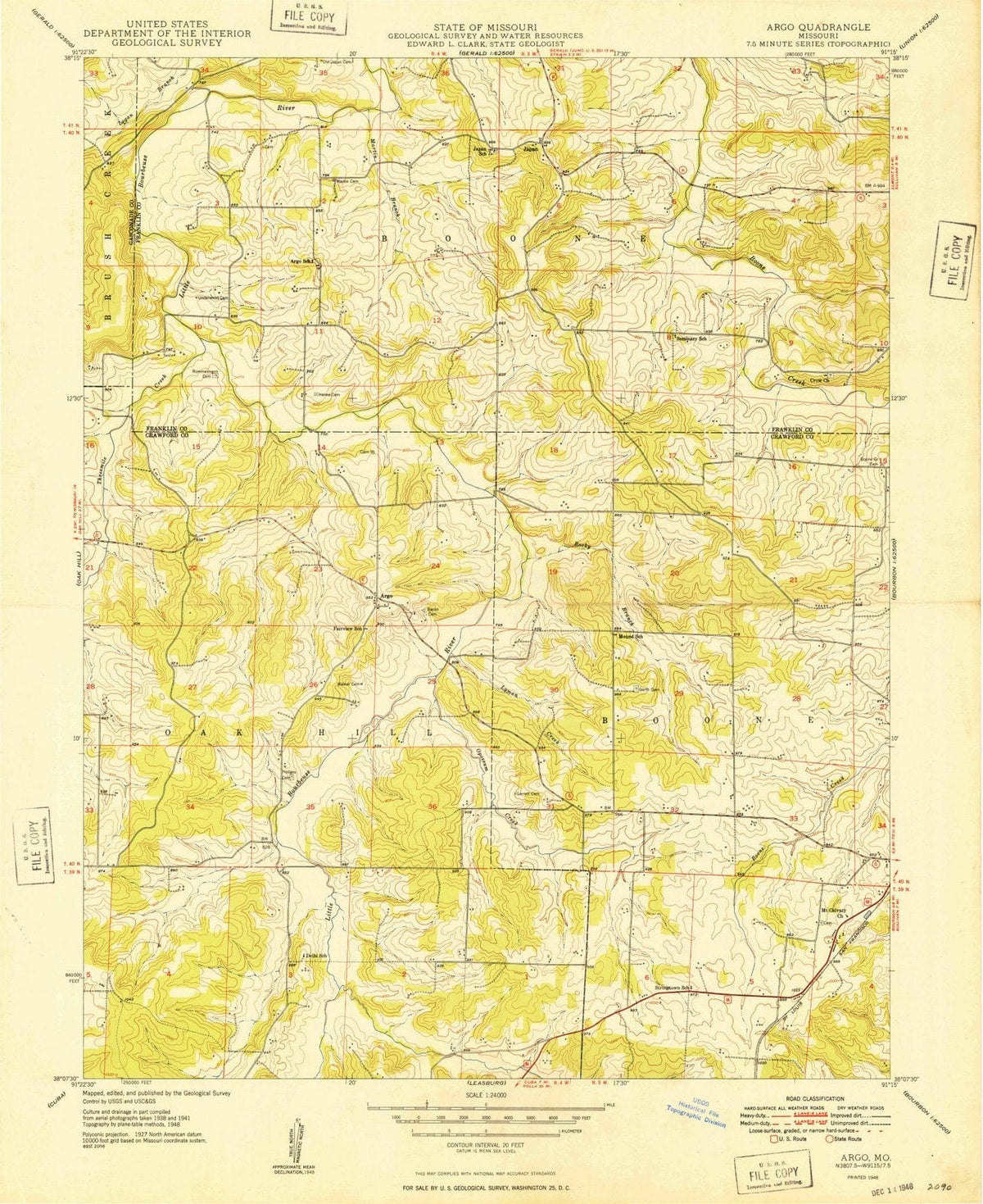 1948 Argo, MO - Missouri - USGS Topographic Map