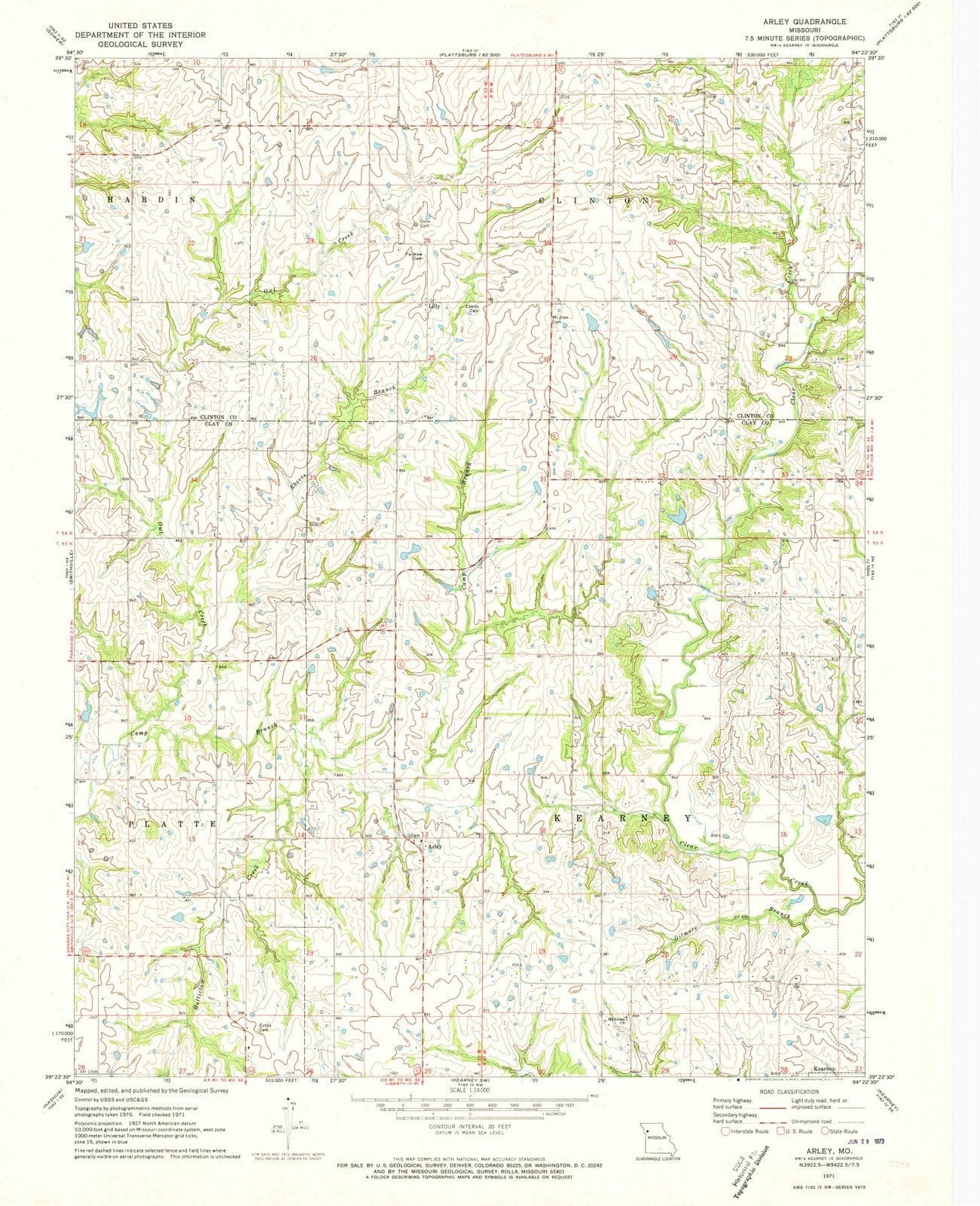 1971 Arley, MO - Missouri - USGS Topographic Map