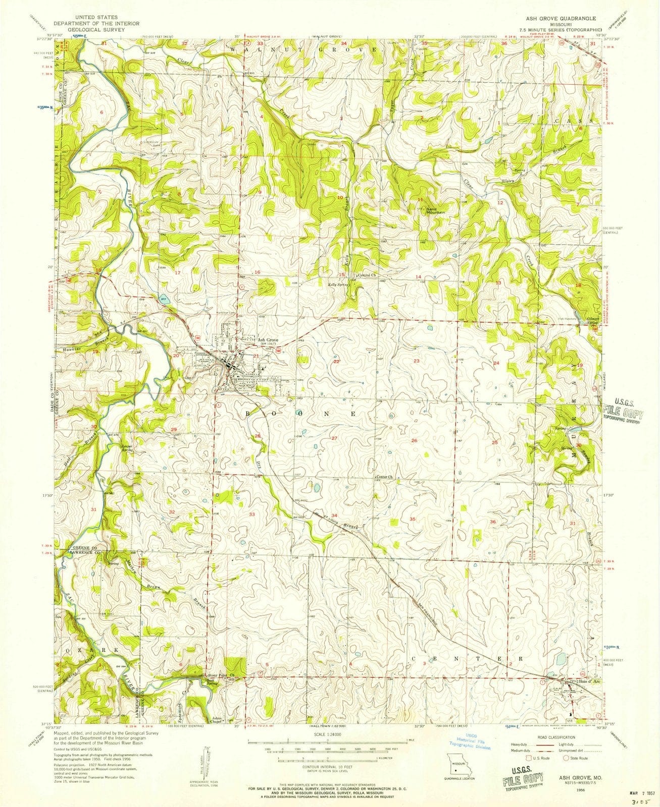 1956 Ash Grove, MO - Missouri - USGS Topographic Map