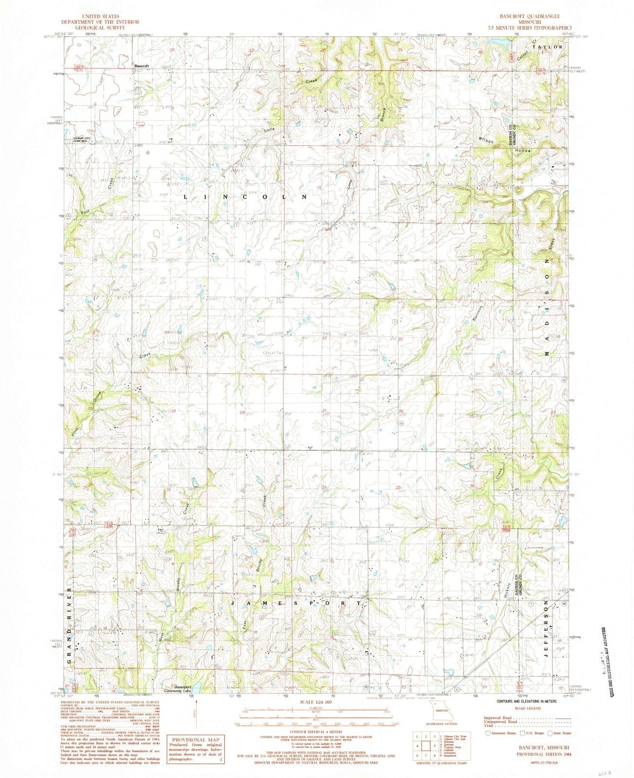 1984 Bancroft, MO - Missouri - USGS Topographic Map