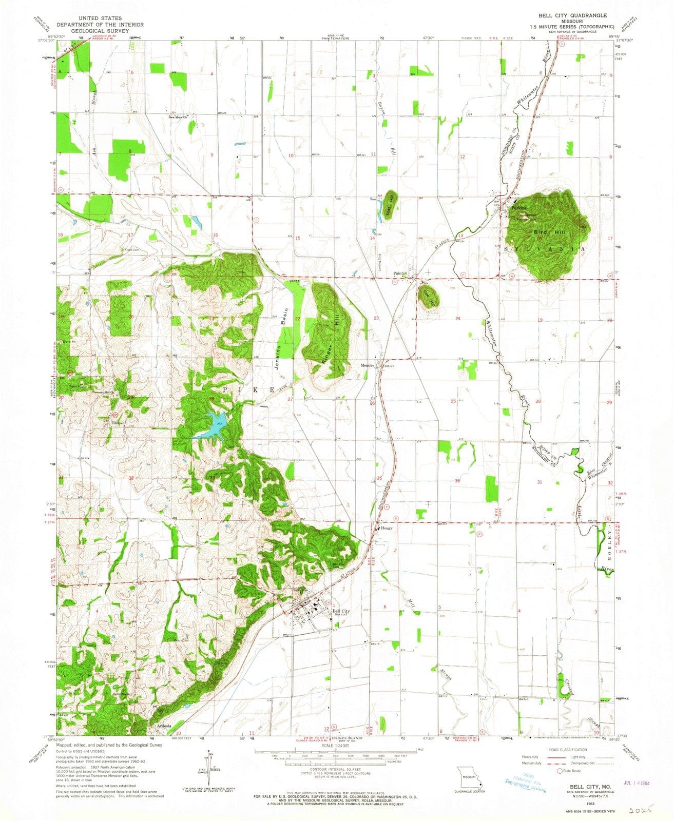 1963 Bell City, MO - Missouri - USGS Topographic Map