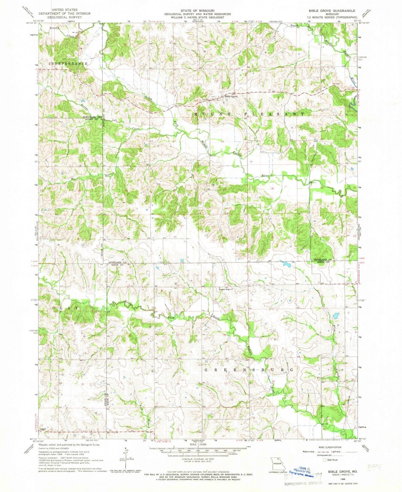 1966 Bible Grove, MO - Missouri - USGS Topographic Map