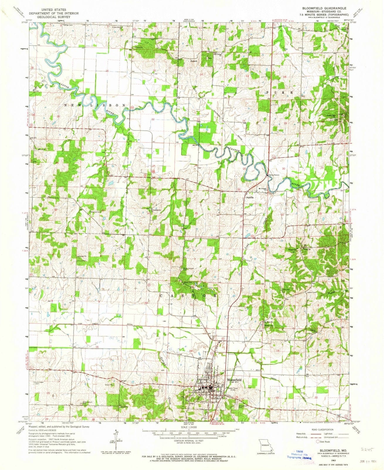 1963 Bloomfield, MO - Missouri - USGS Topographic Map