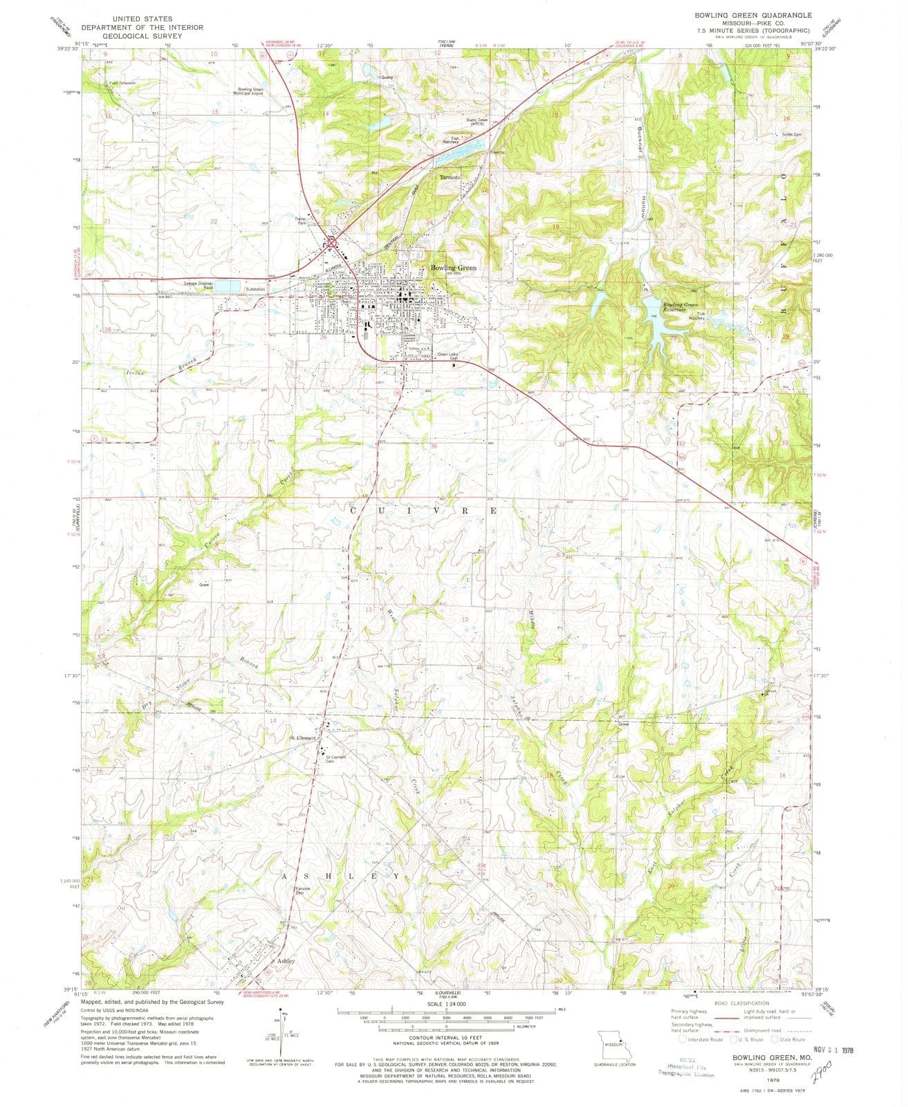 1978 Bowling Green, MO - Missouri - USGS Topographic Map