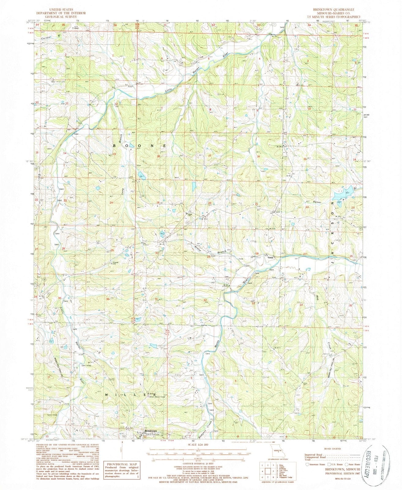 1987 Brinktown, MO - Missouri - USGS Topographic Map