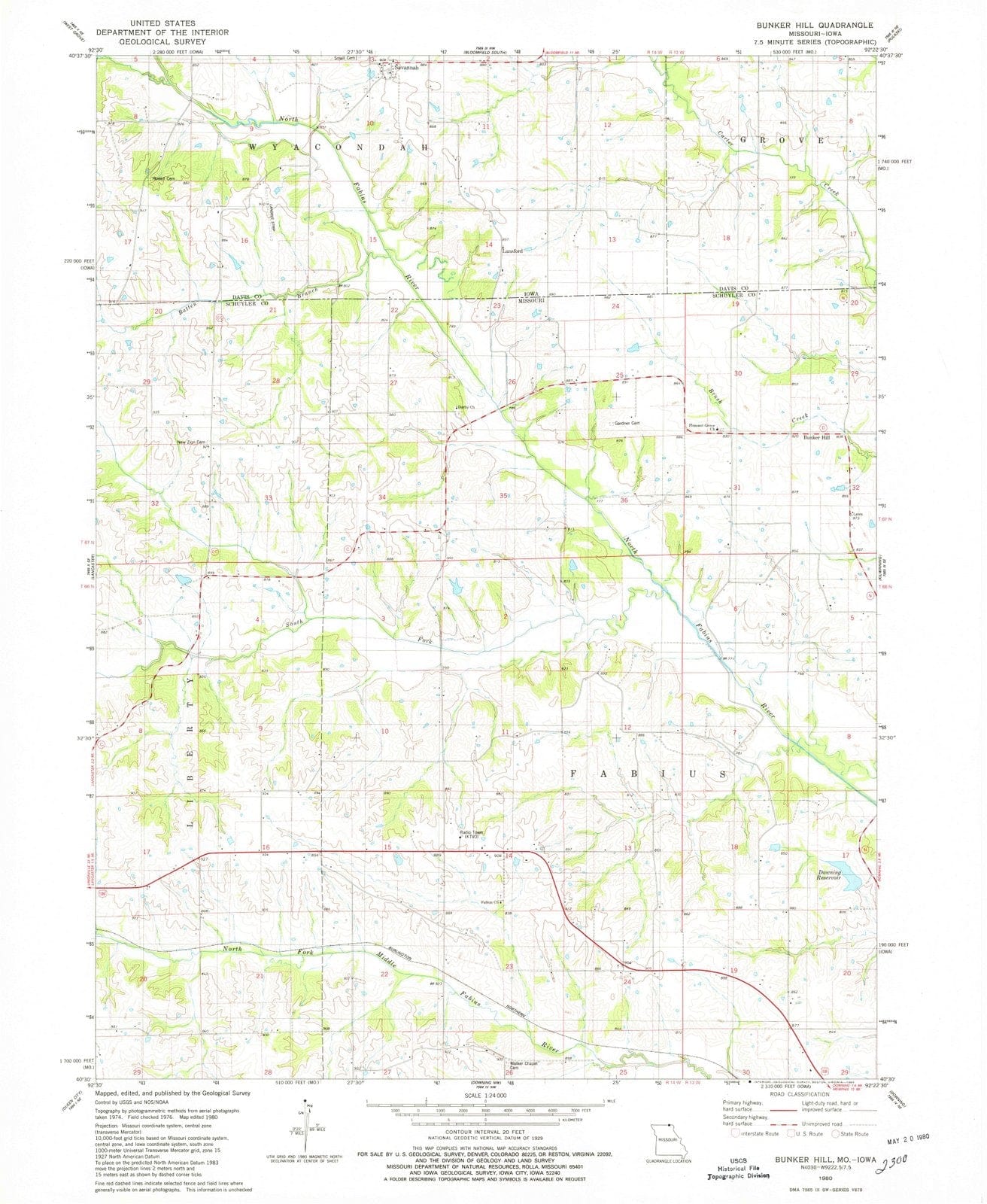 1980 Bunker Hill, MO - Missouri - USGS Topographic Map