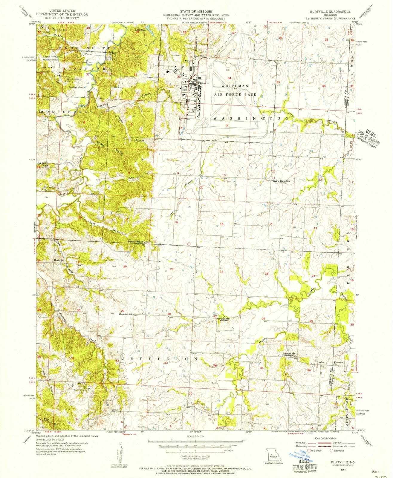 1955 Burtville, MO - Missouri - USGS Topographic Map