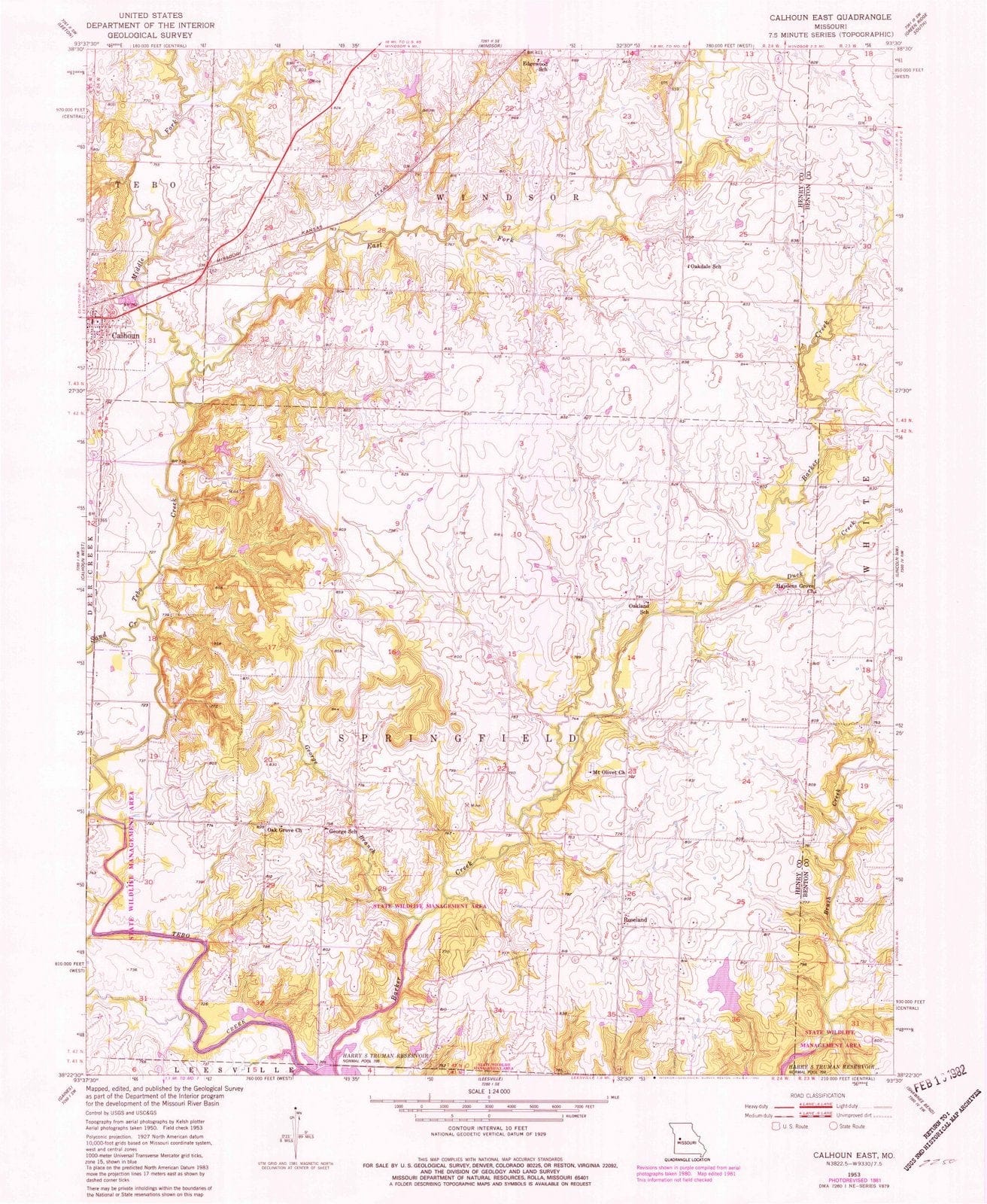 1953 Calhoun East, MO - Missouri - USGS Topographic Map