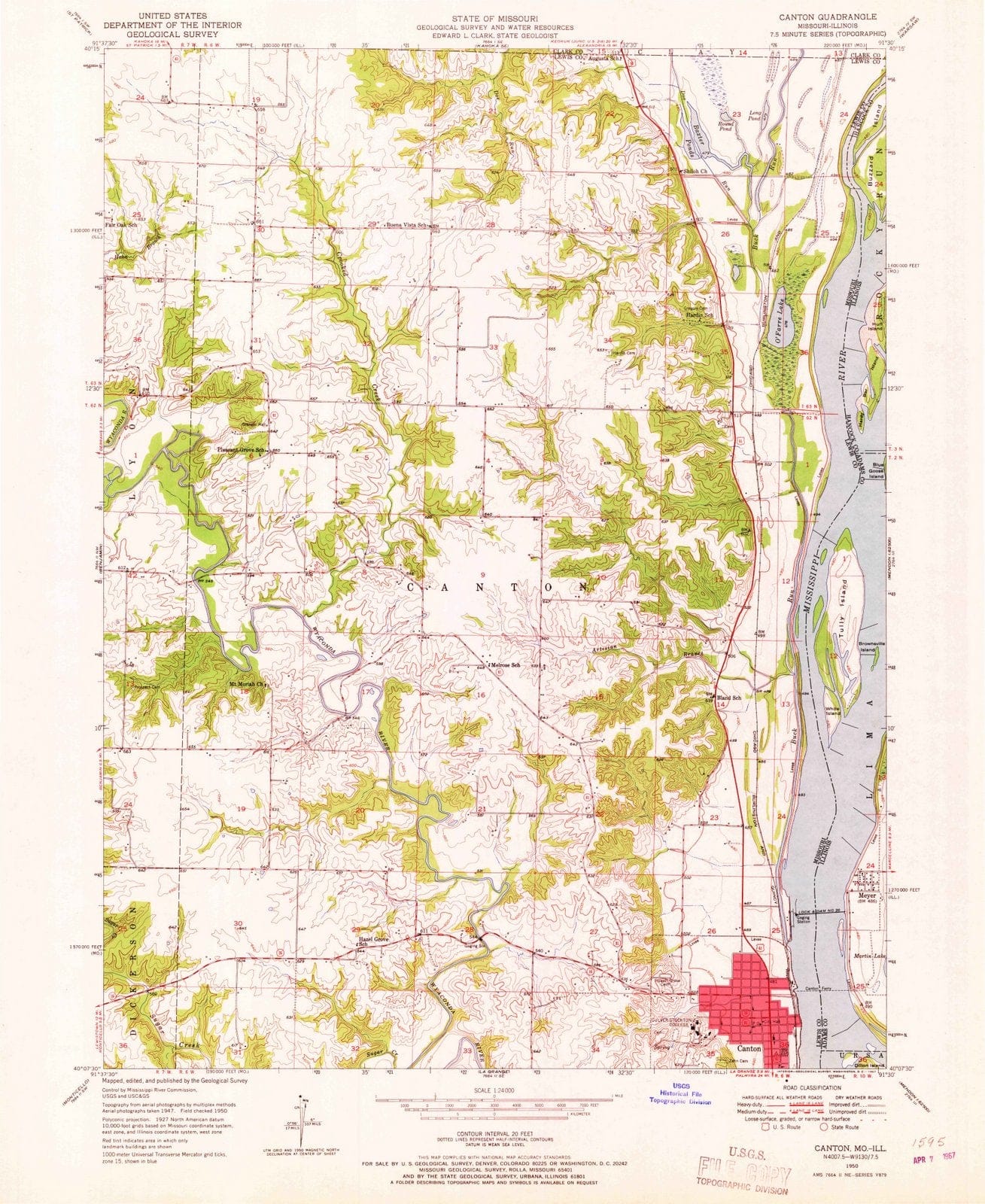 1950 Canton, MO - Missouri - USGS Topographic Map