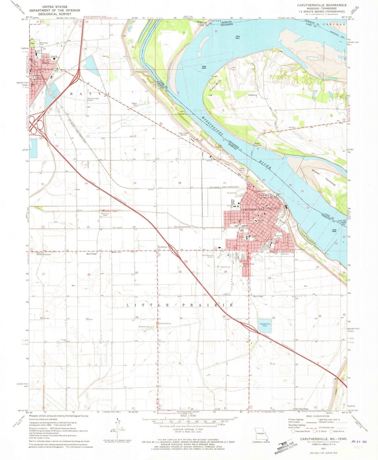 1971 Caruthersville, MO - Missouri - USGS Topographic Map