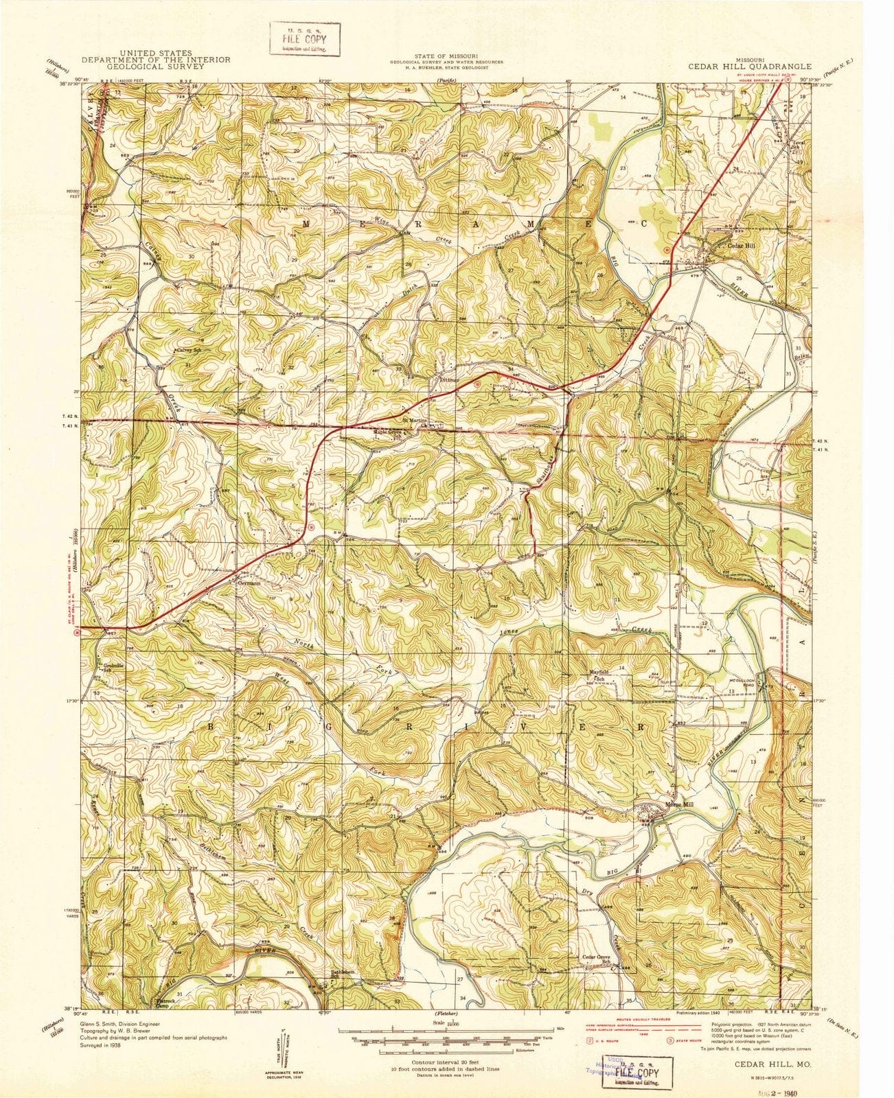 1938 Cedar Hill, MO - Missouri - USGS Topographic Map