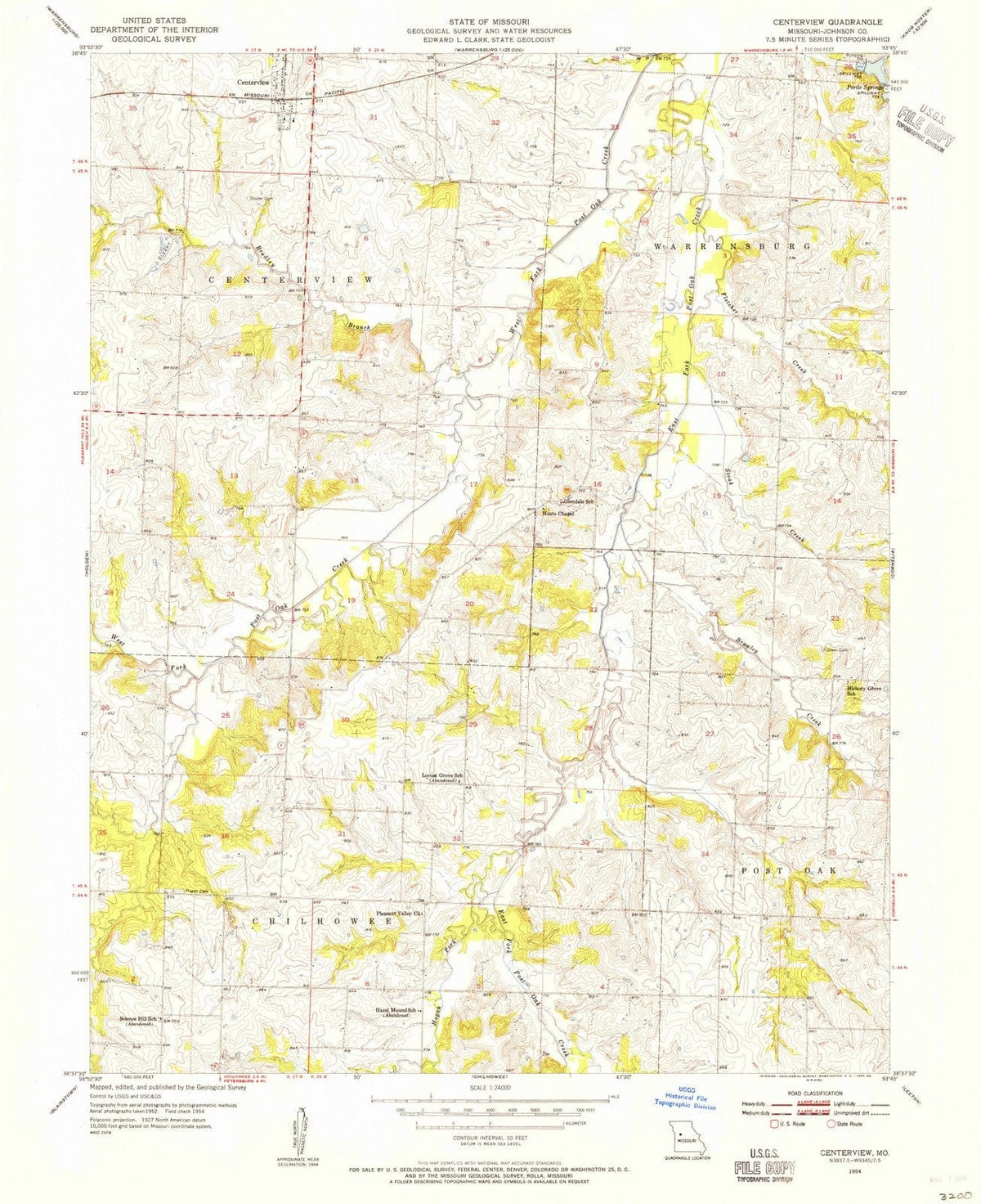 1954 Centerview, MO - Missouri - USGS Topographic Map
