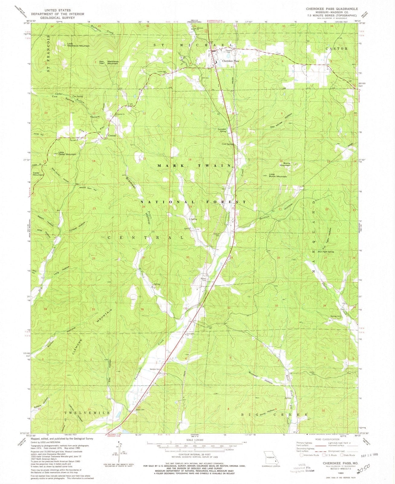 1980 Cherokee Pass, MO - Missouri - USGS Topographic Map