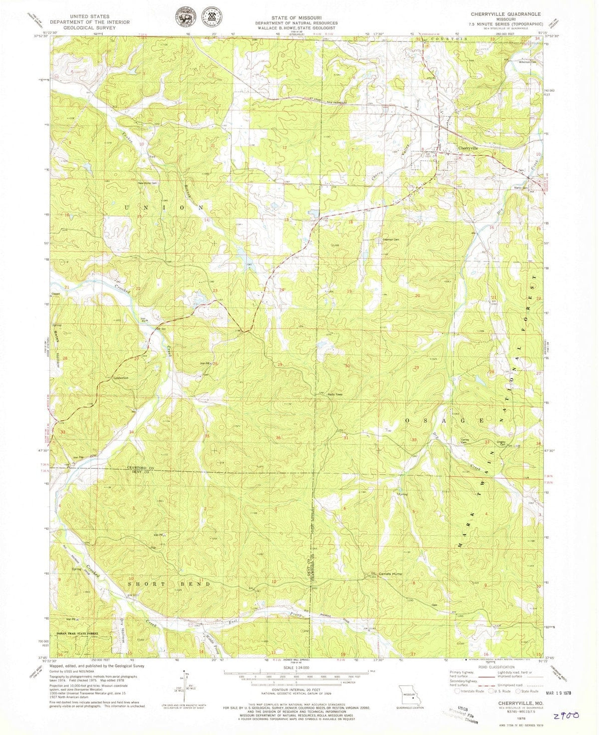 1978 Cherryville, MO - Missouri - USGS Topographic Map