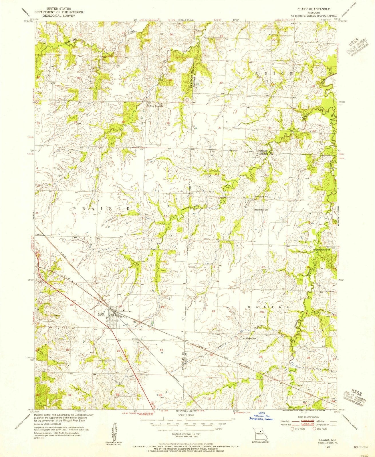 1953 Clark, MO - Missouri - USGS Topographic Map