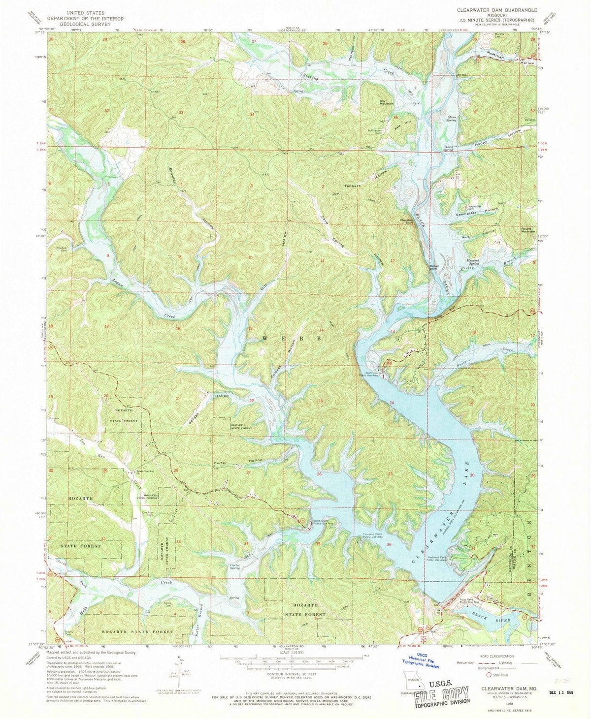 1968 Clearwateram, MO - Missouri - USGS Topographic Map