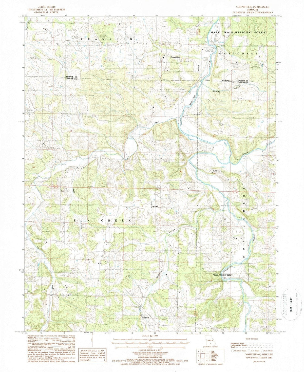 1987 Competition, MO - Missouri - USGS Topographic Map