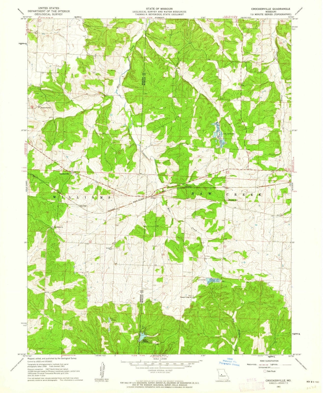 1961 Crockerville, MO - Missouri - USGS Topographic Map