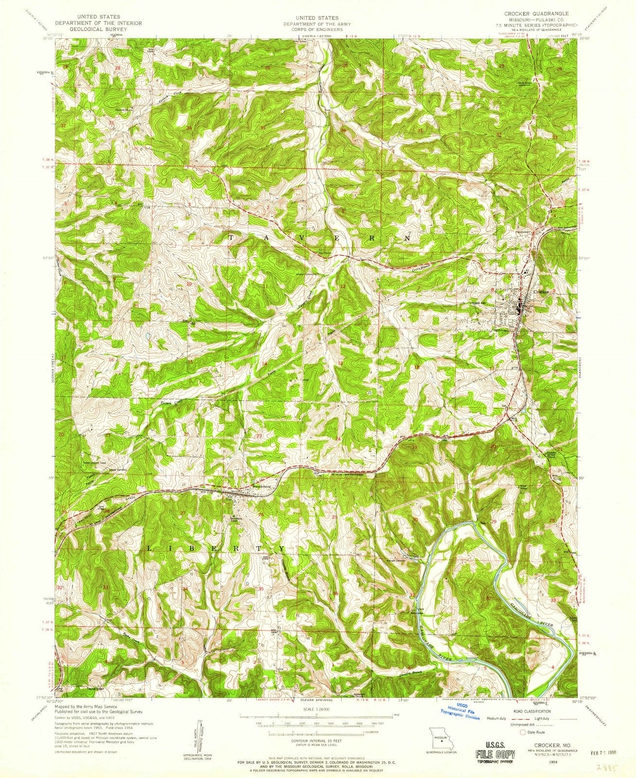 1954 Crocker, MO - Missouri - USGS Topographic Map