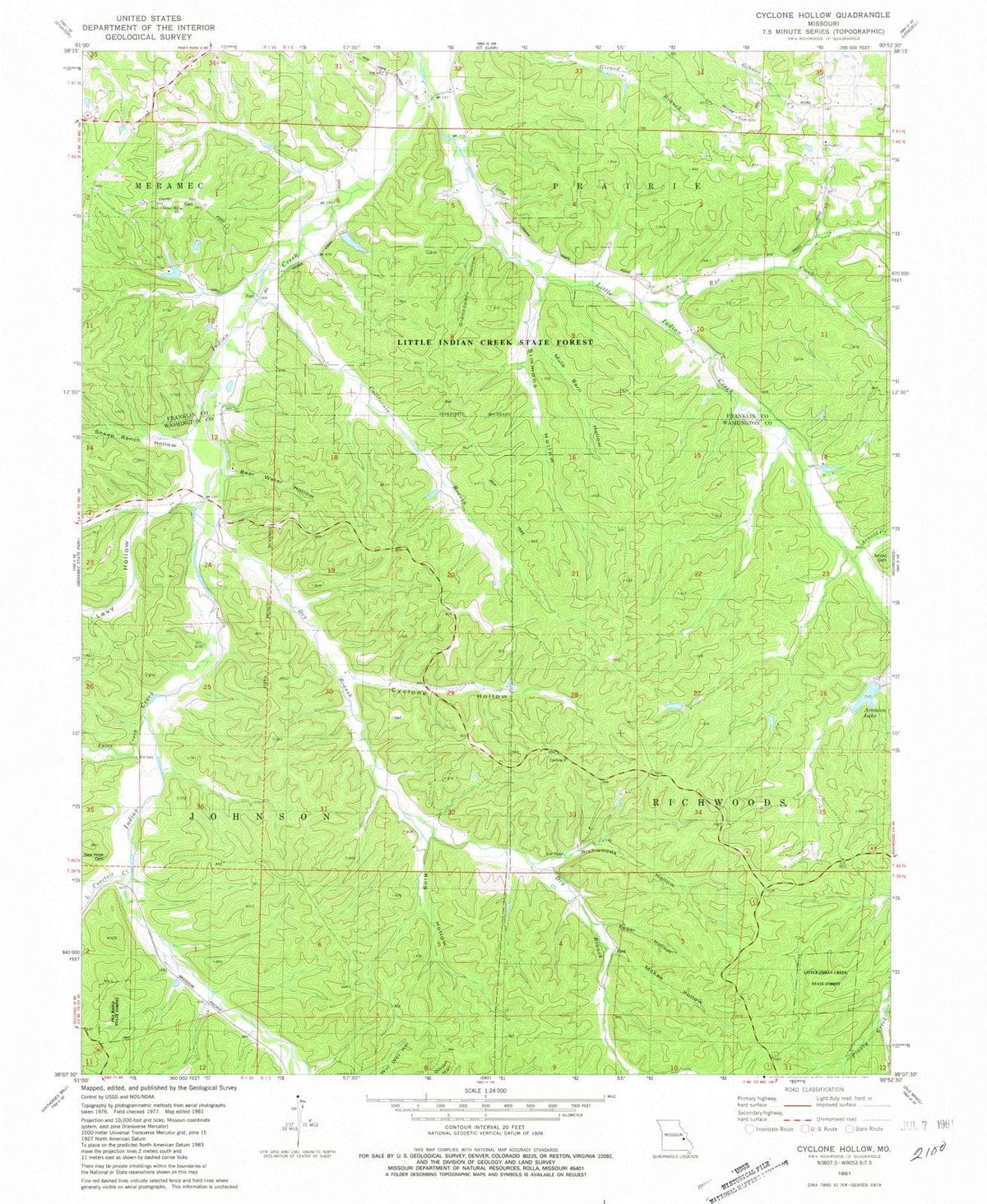 1981 Cyclone Hollow, MO - Missouri - USGS Topographic Map
