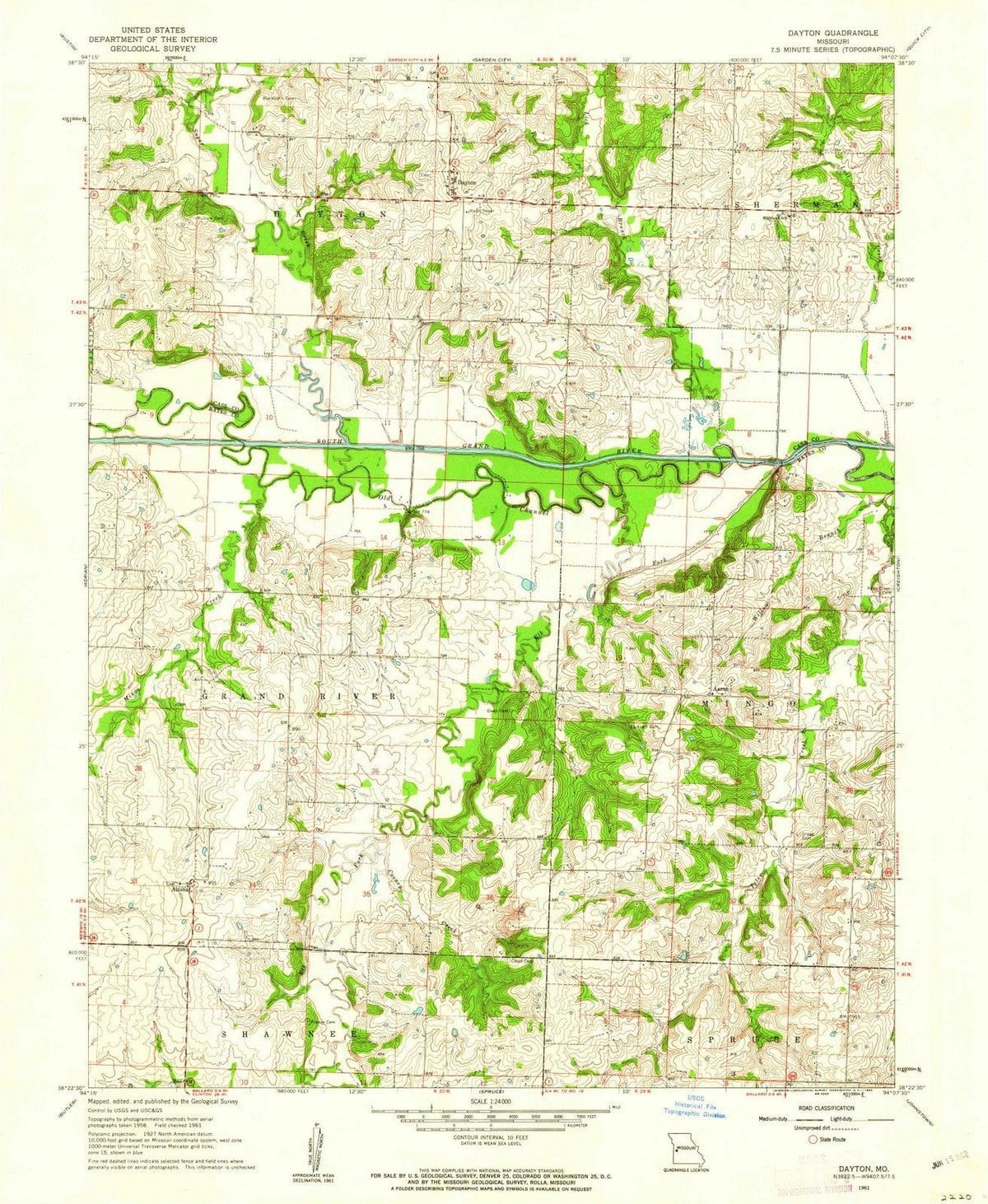 1961 Dayton, MO - Missouri - USGS Topographic Map