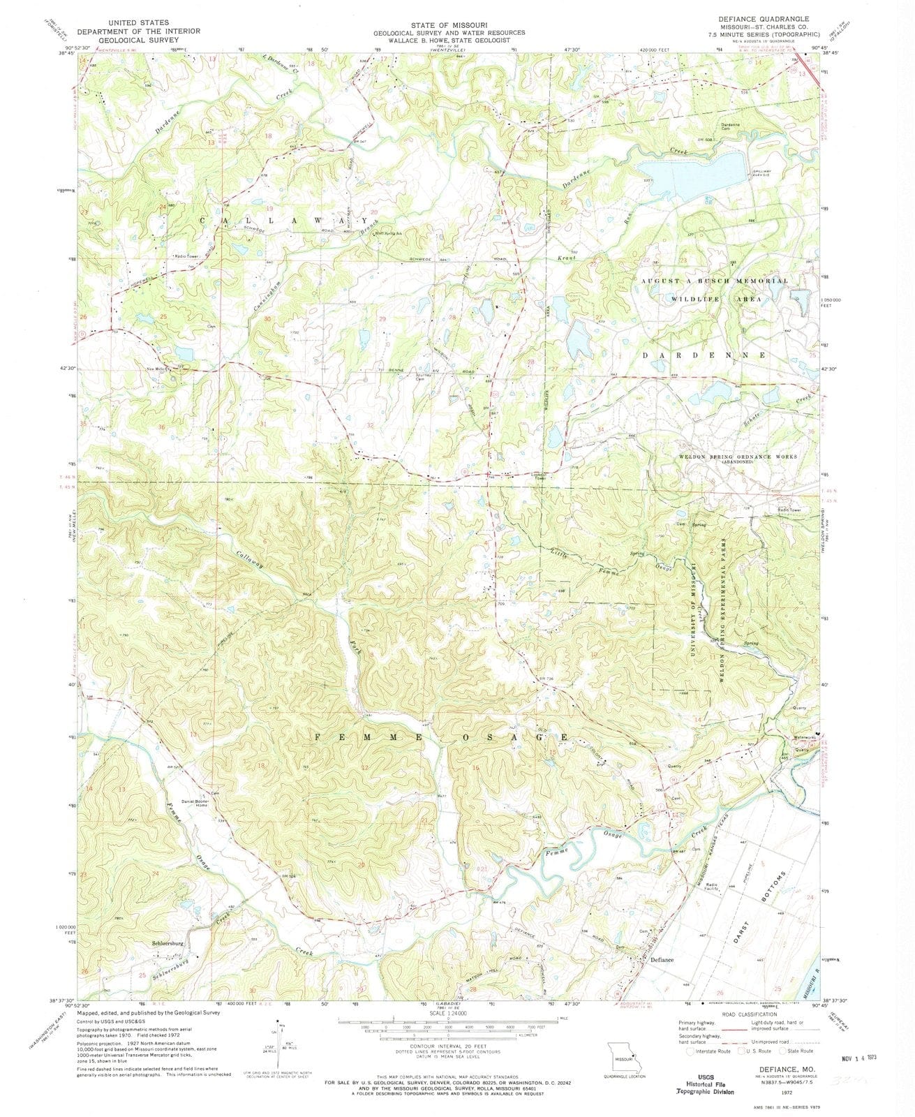 1972 Defiance, MO - Missouri - USGS Topographic Map