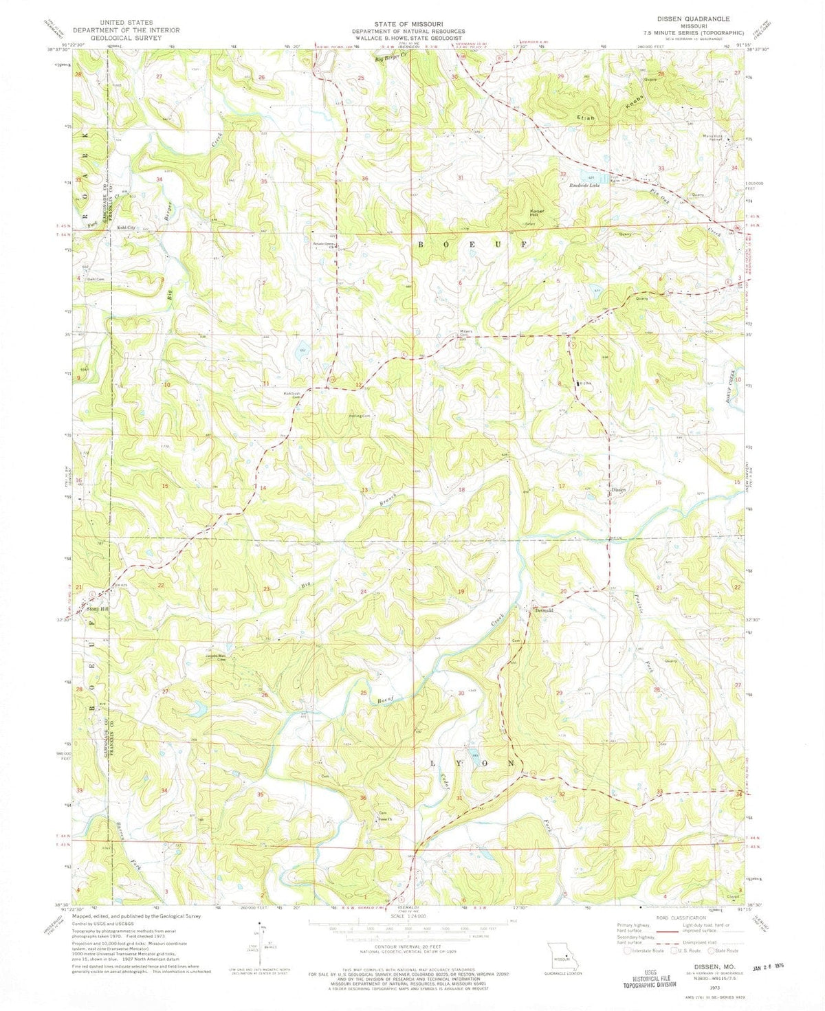 1973 Dissen, MO - Missouri - USGS Topographic Map