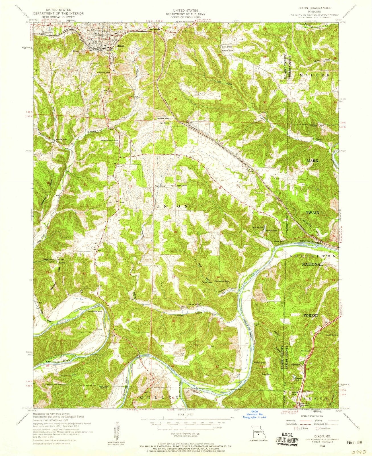 1954 Dixon, MO - Missouri - USGS Topographic Map