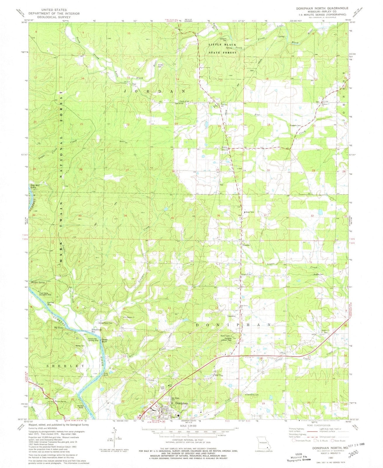 1980 Doniphan North, MO - Missouri - USGS Topographic Map