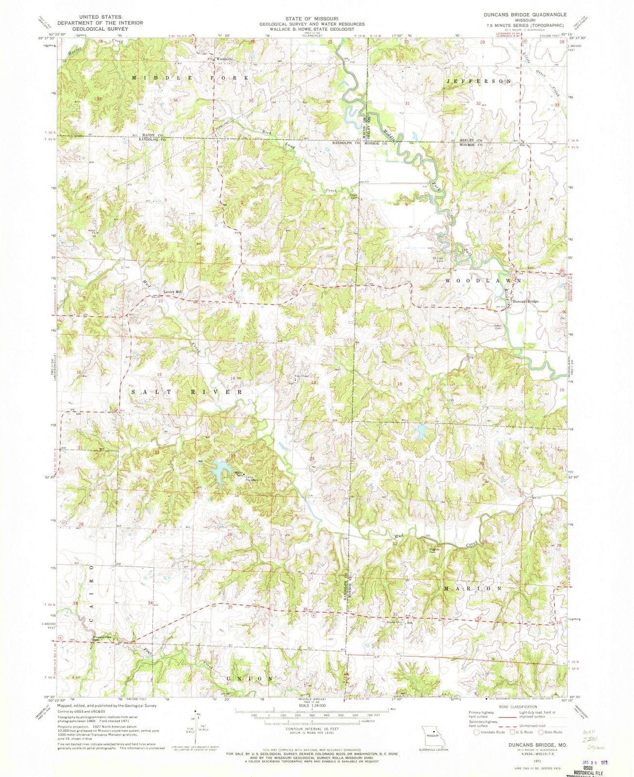 1971 Duncans Bridge, MO - Missouri - USGS Topographic Map