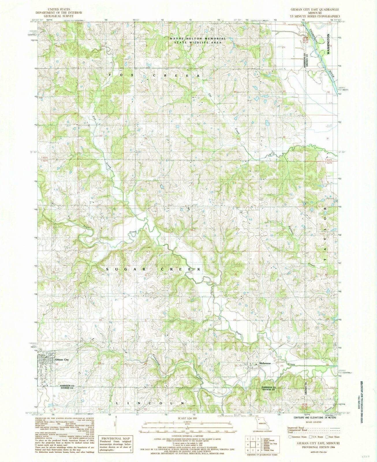 1984 Gilman City East, MO - Missouri - USGS Topographic Map