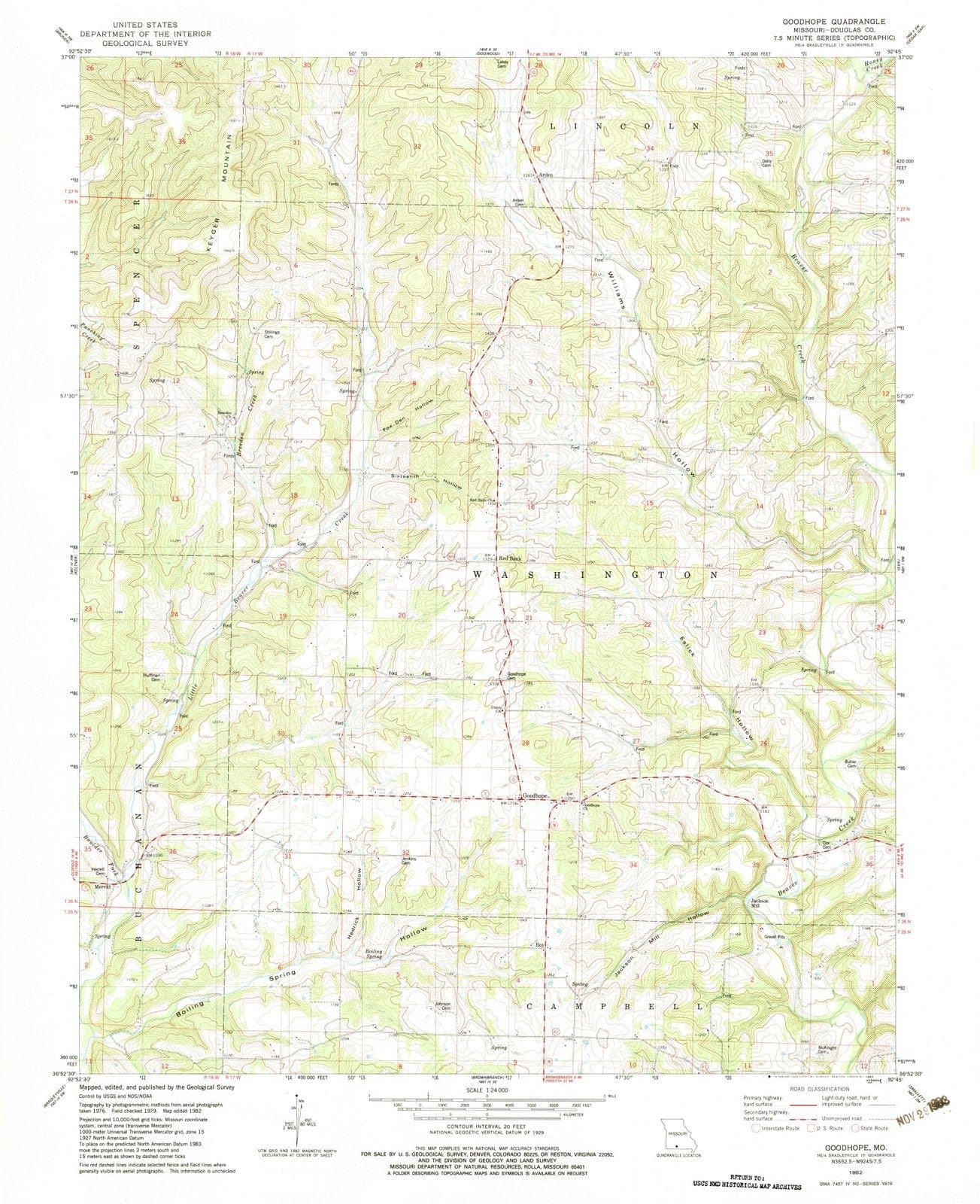 1982 Goodhope, MO - Missouri - USGS Topographic Map