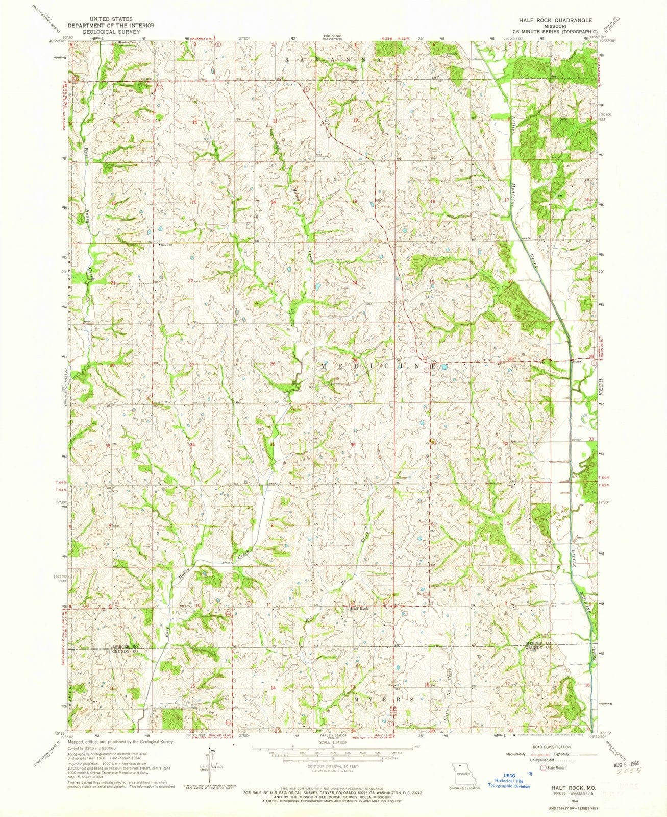 1964 Half Rock, MO - Missouri - USGS Topographic Map