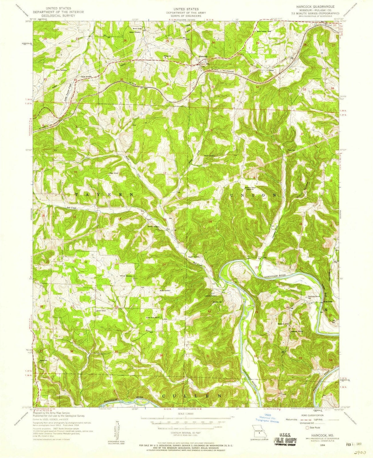 1954 Hancock, MO - Missouri - USGS Topographic Map