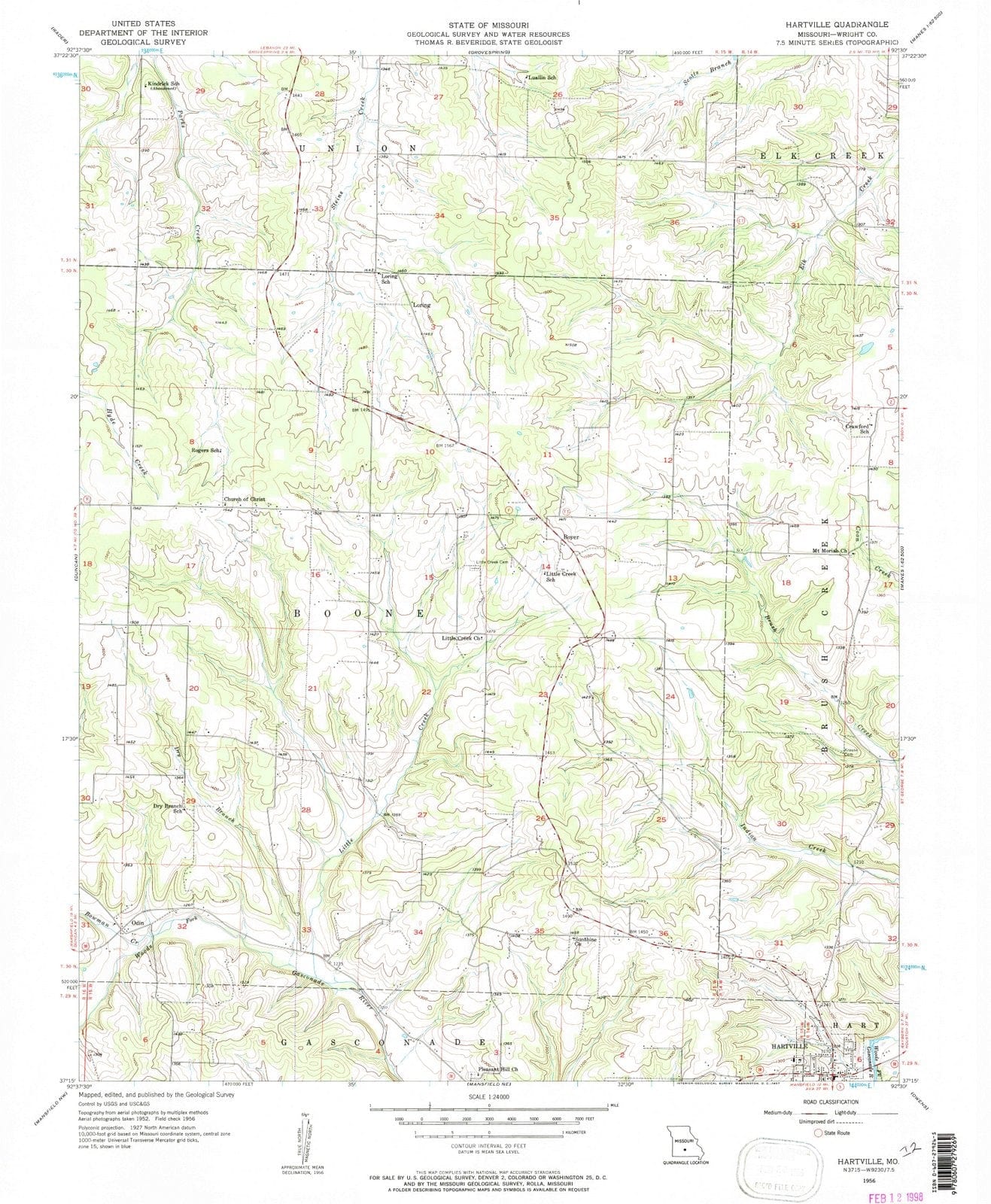 1956 Hartville, MO - Missouri - USGS Topographic Map