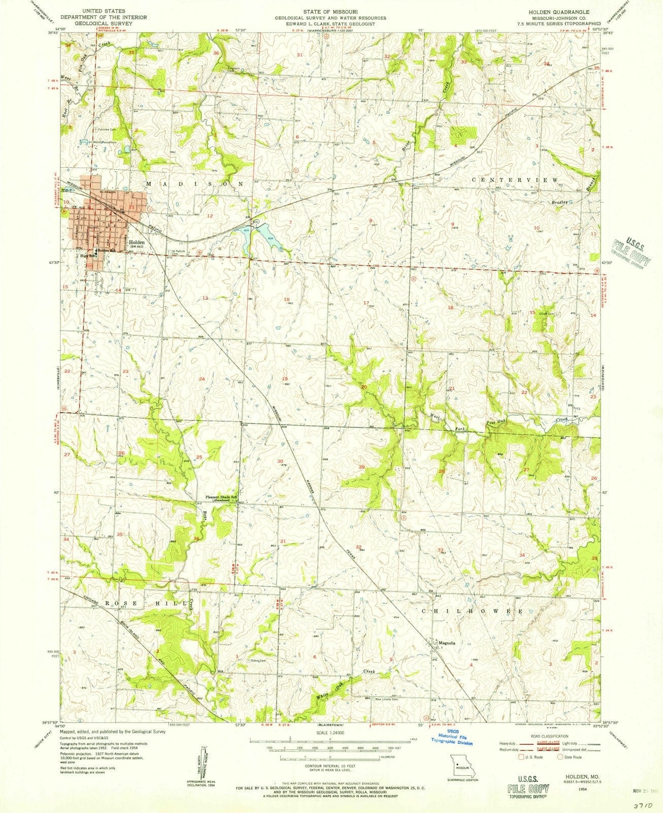 1954 Holden, MO - Missouri - USGS Topographic Map