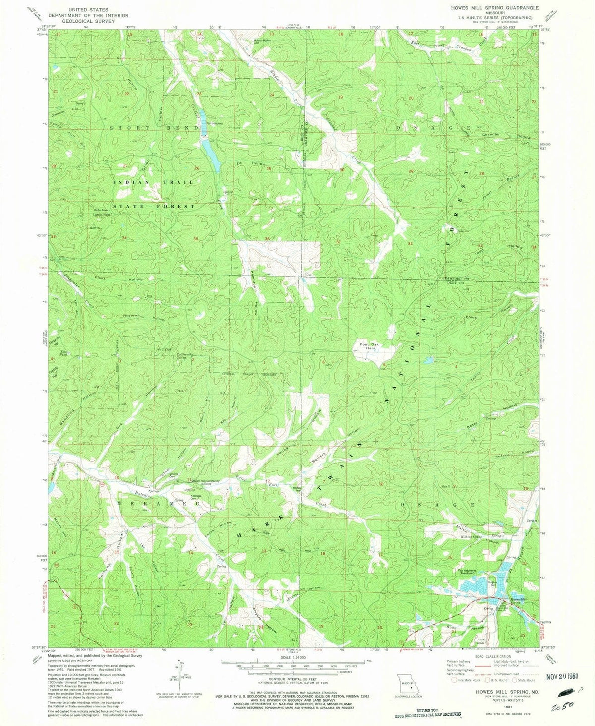 1981 Howes Mill Spring, MO - Missouri - USGS Topographic Map