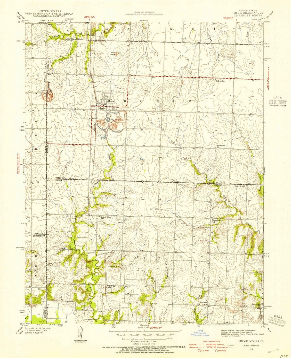 1940 Hume, MO - Missouri - USGS Topographic Map