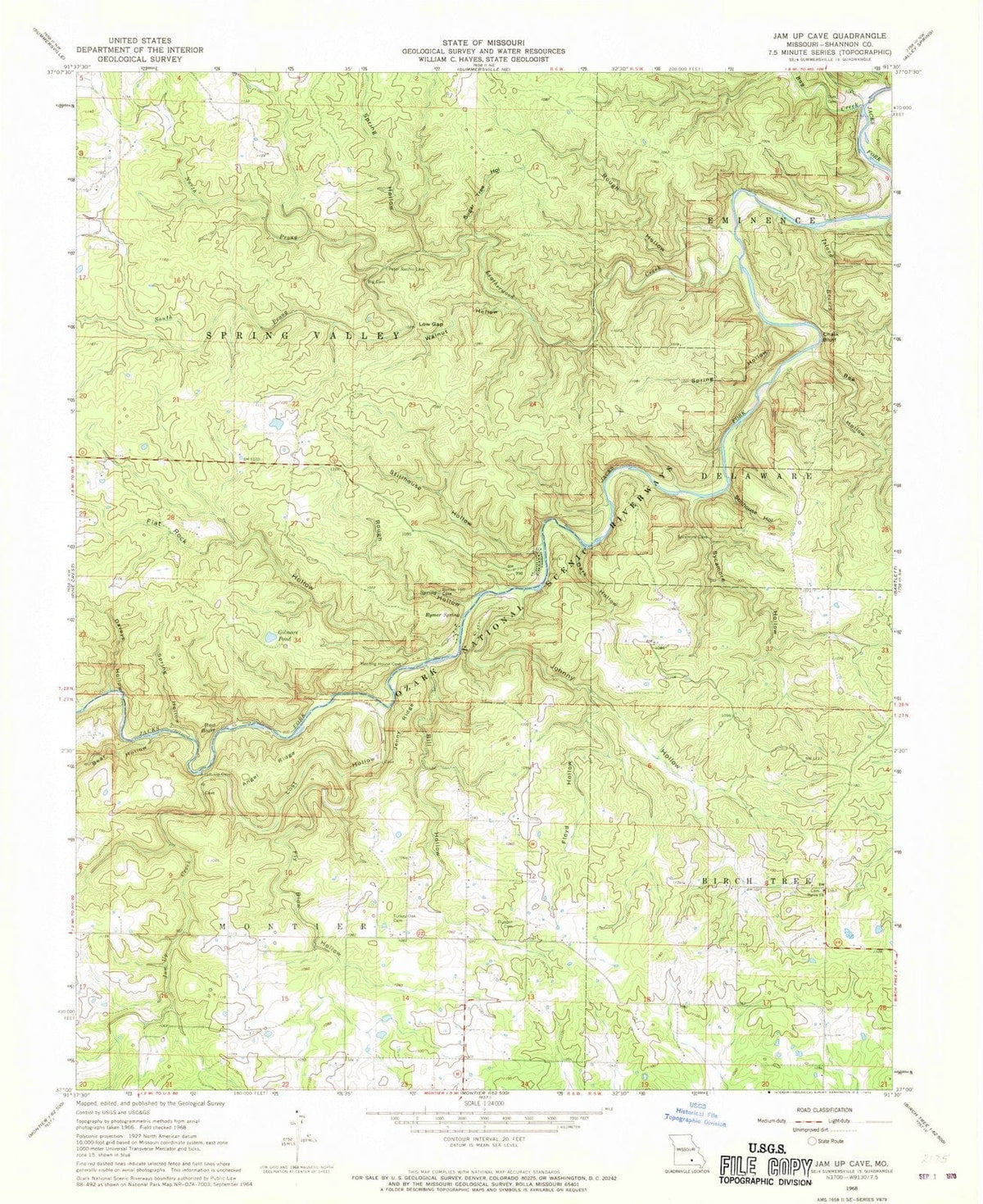 1968 Jam Up Cave, MO - Missouri - USGS Topographic Map