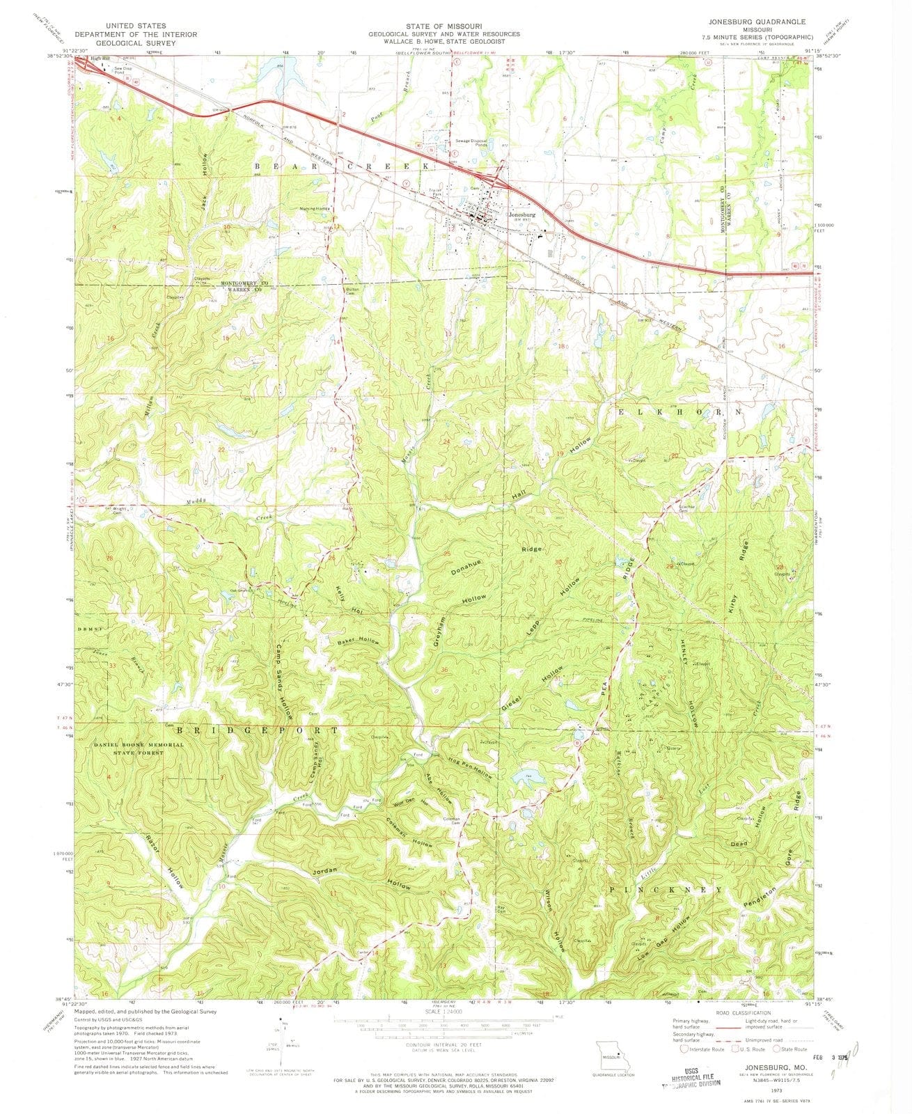 1973 Jonesburg, MO - Missouri - USGS Topographic Map