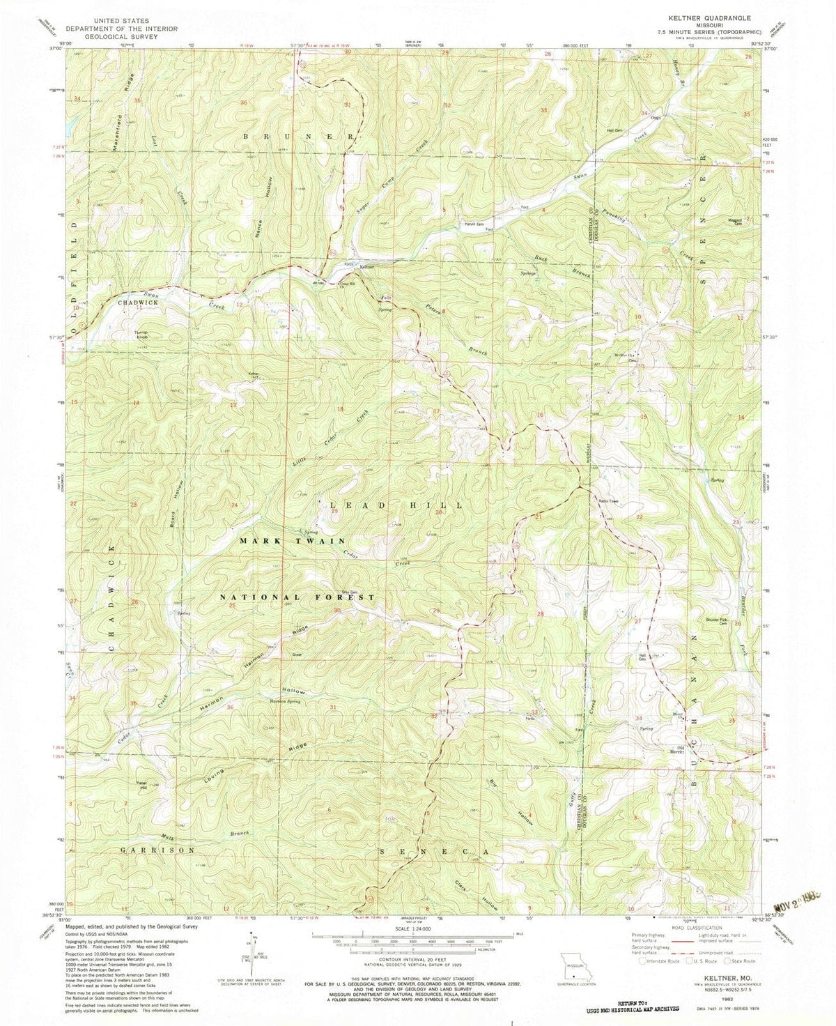 1982 Keltner, MO - Missouri - USGS Topographic Map