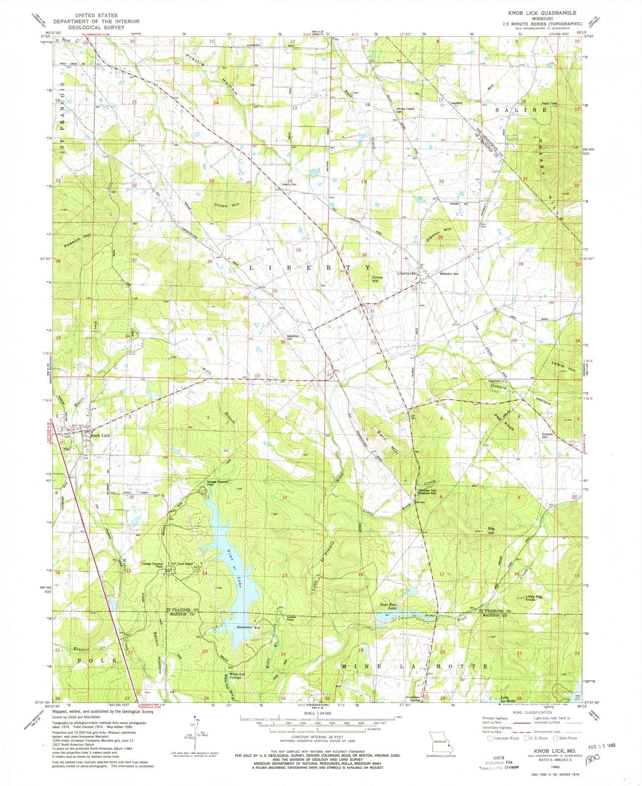 1980 Knob Lick, MO - Missouri - USGS Topographic Map