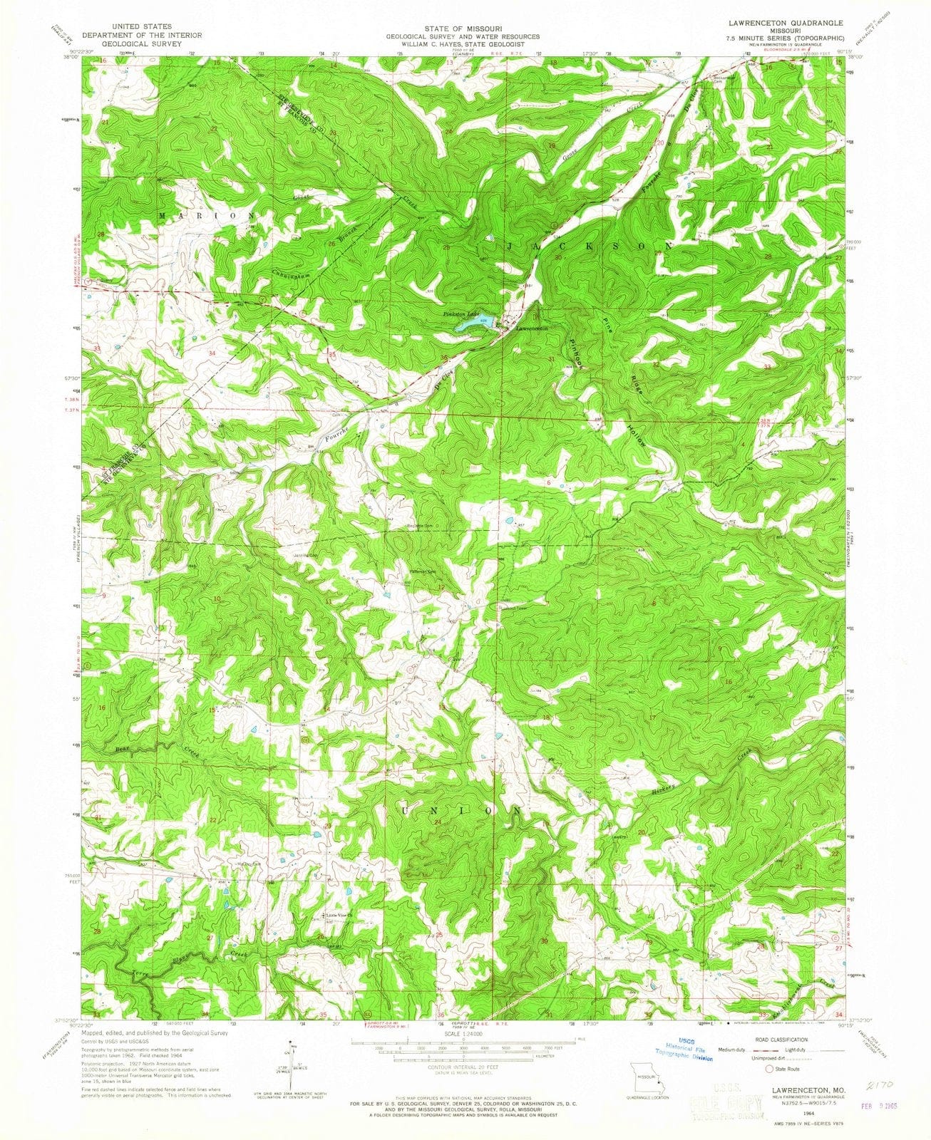 1964 Lawrenceton, MO - Missouri - USGS Topographic Map