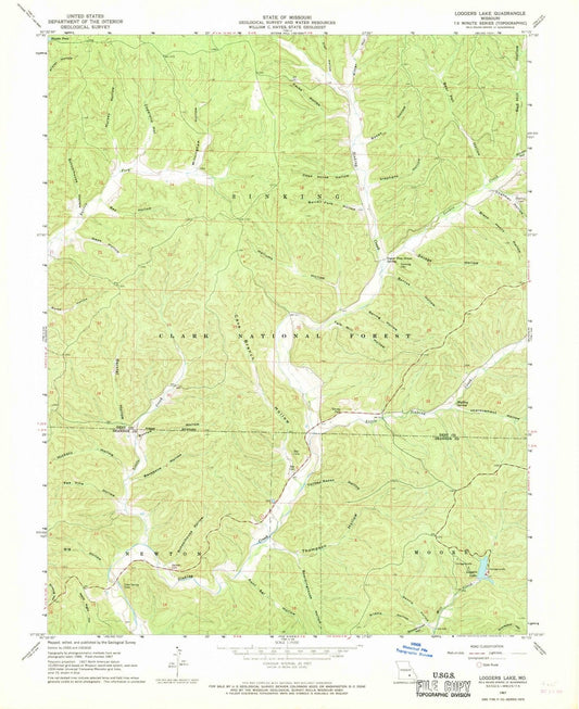 1967 Loggers Lake, MO - Missouri - USGS Topographic Map