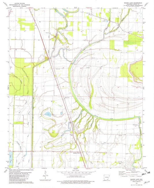 1981 Macon Lake, AR - Arkansas - USGS Topographic Map